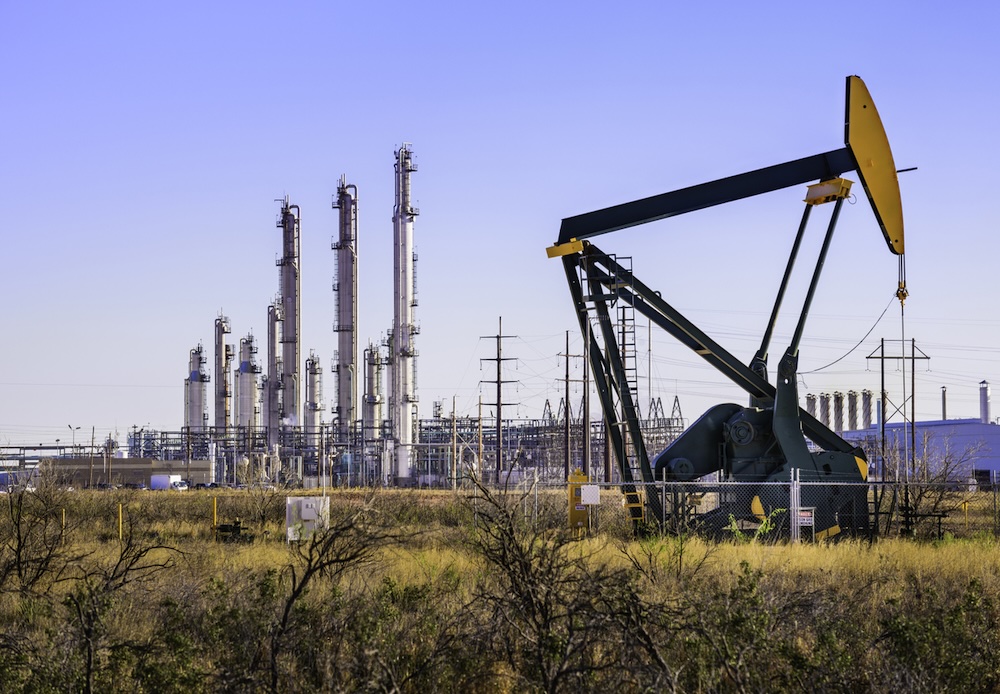 A Texas oilfield in the afternoon sun.