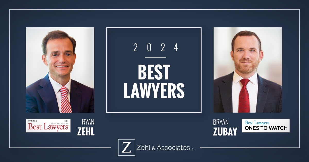 Ryan Zehl and Bryan Zubay selected for inclusion in Best Lawyers.